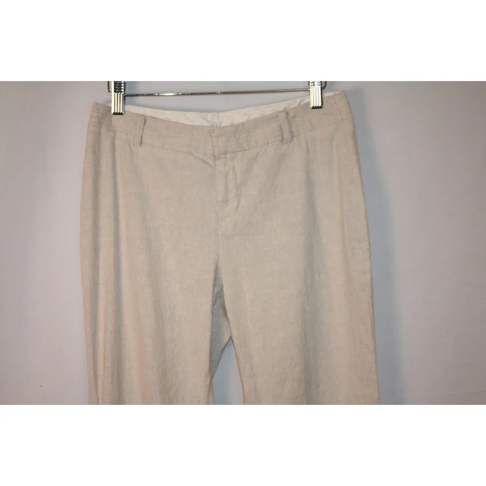 Banana Republic Pants Womens 4 Beige Contour Fit Stretch Linene Blend Beach Vaca